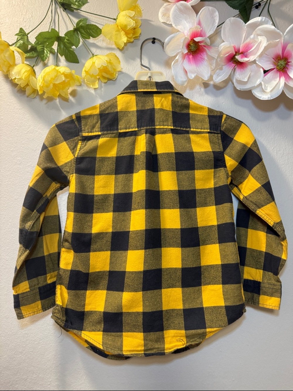 Cat & Jack Yellow and Black Plaid Button-Down Shirt - Picture 3 of 9